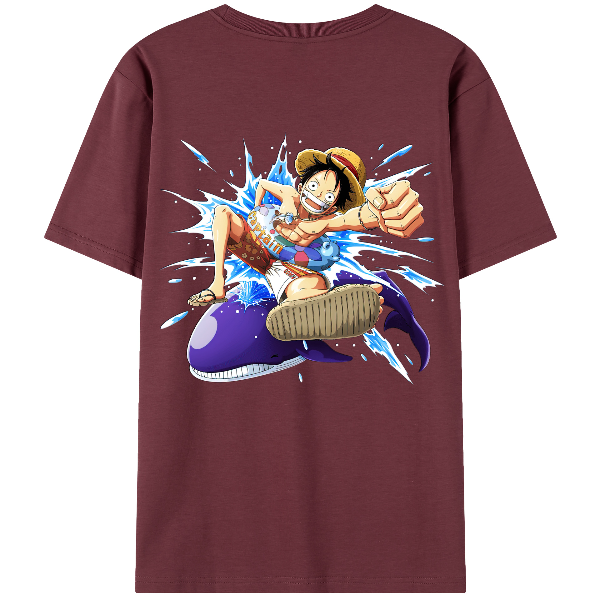 ワンピース モンキー・D・ルフィ ONE PIECE Monkey D. Luffy 綿100％半袖Tシャツ（背面プリント）